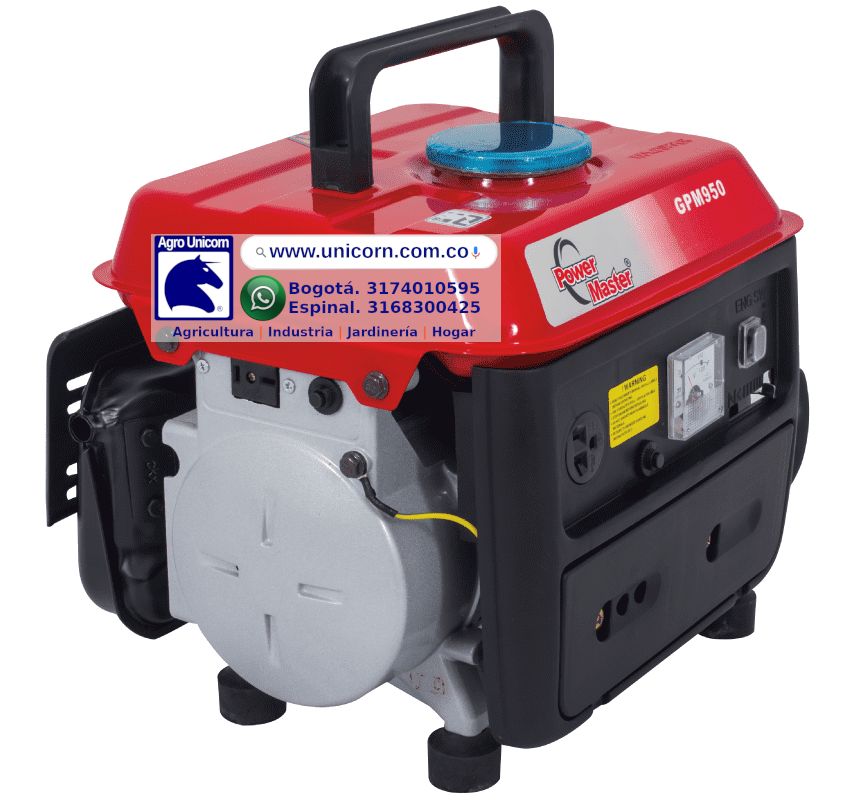 Generador gasolina Power Master 950 (2T-Pmax 0.95KVA-Pcont 0.8KVA-1Φ-110Vac-12Vdc-AM-Garantía 3 meses)
