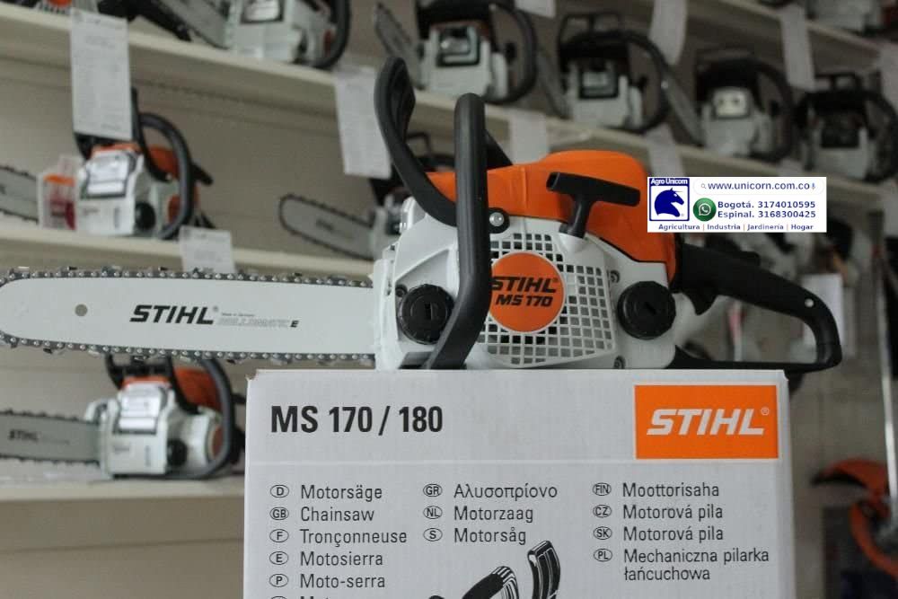 Motosierra Stihl MS170 espada 40cm-3/8P (30.1cc-1.3KW a 8500rpm-cad 55esl-cat y herr-NO INCLUYE ACEITE NI MEZCLADOR)