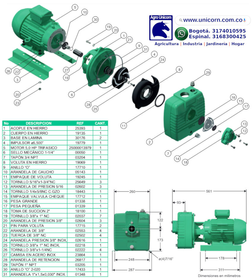 Electrobomba autocebante Barnes AE2-50-10E-3 (2x2-5HP-3Φ-220/440V-Hmax 37m-Qmax 175gpm)