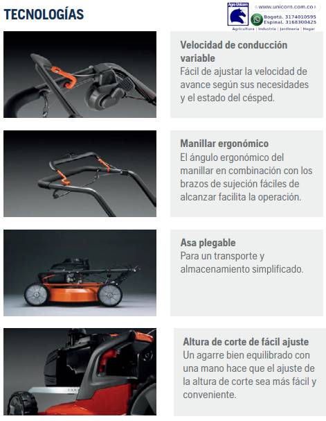 Cortacésped Husqvarna LC356VP (3.1kw/4.43hp, Honda GCVX-170, 166cc-altura corte min/máx 2.5cm/7.5cm, alturas 7, ancho 56cm-Vel 7.4Km/h, autopropulsado vel. variable, sin bolsa)