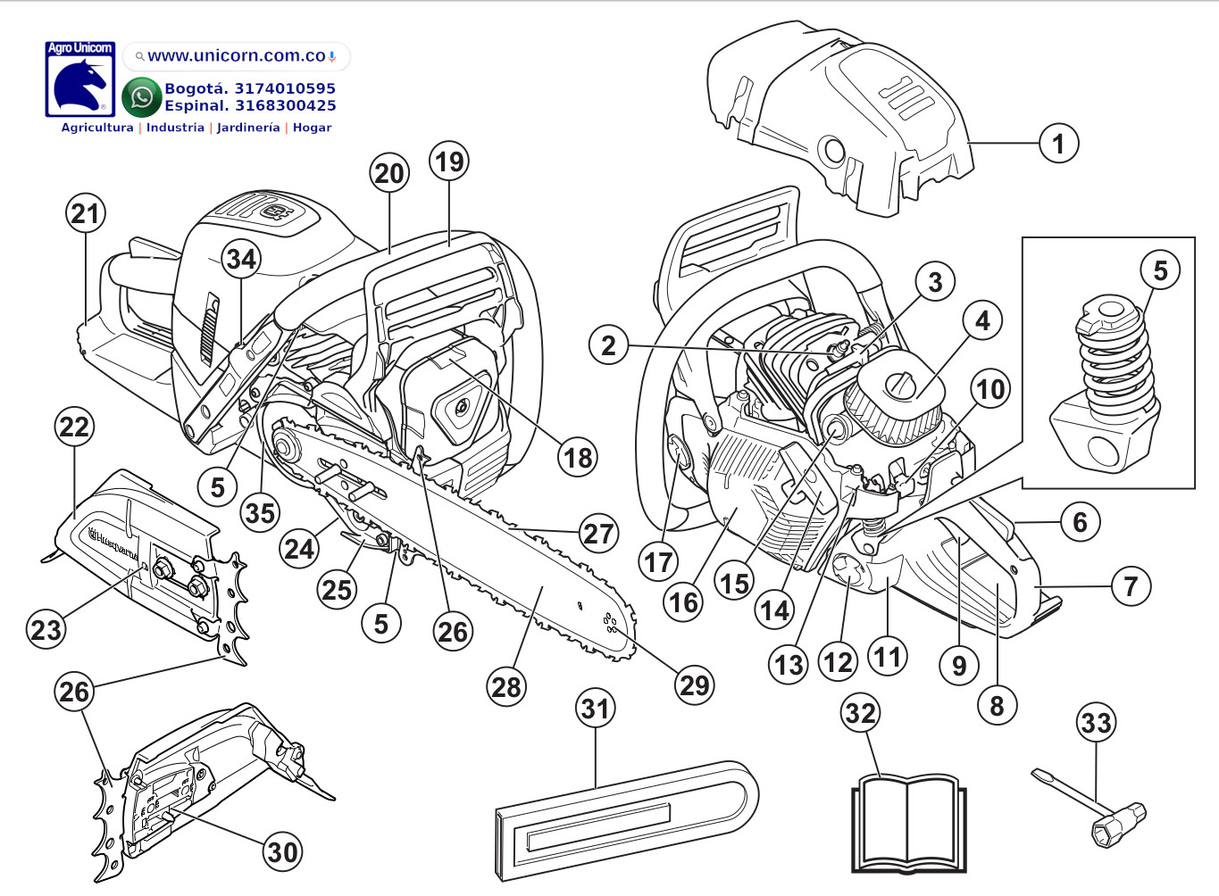 Motosierra Husqvarna 585 (solo motor)