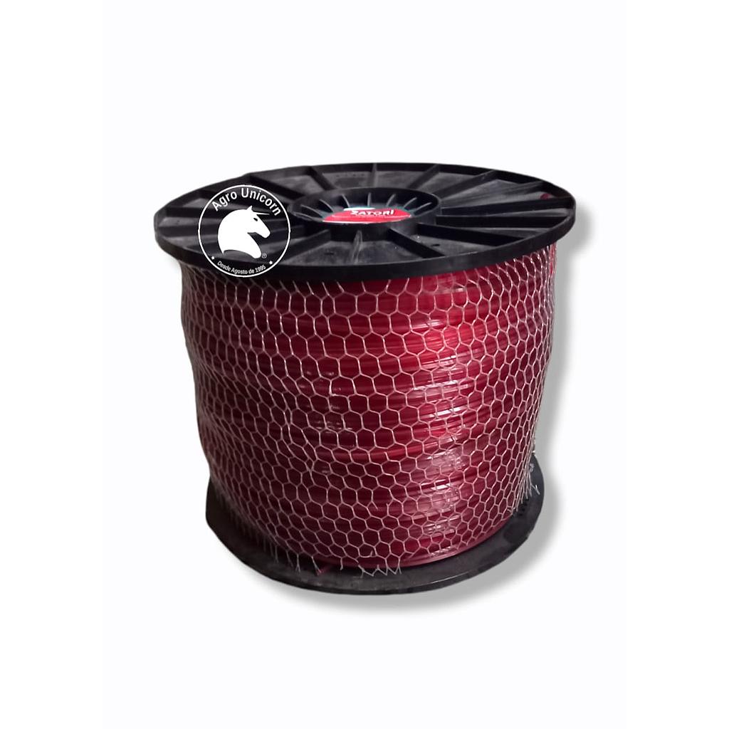 Nylon 2.7mm rojo CUADRADO rollo x 8Kg Zatori (aprox 1214m)