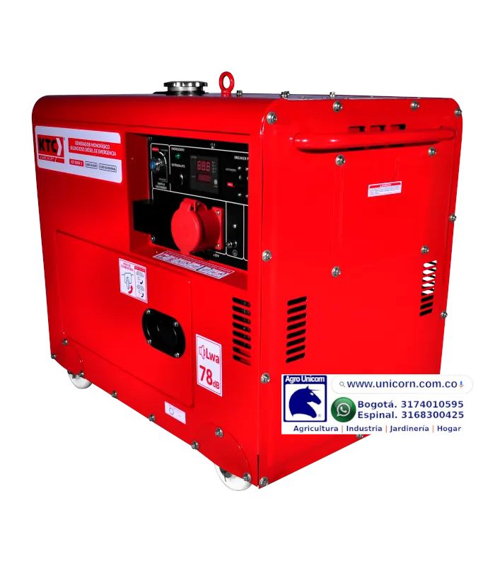 Generador diesel KTC SDG9-3 (AC-Trifásica,Pmax 8.8KVA-3Φ,127/240Vac,AVR,AE/M,Cabinada/Emergencia)